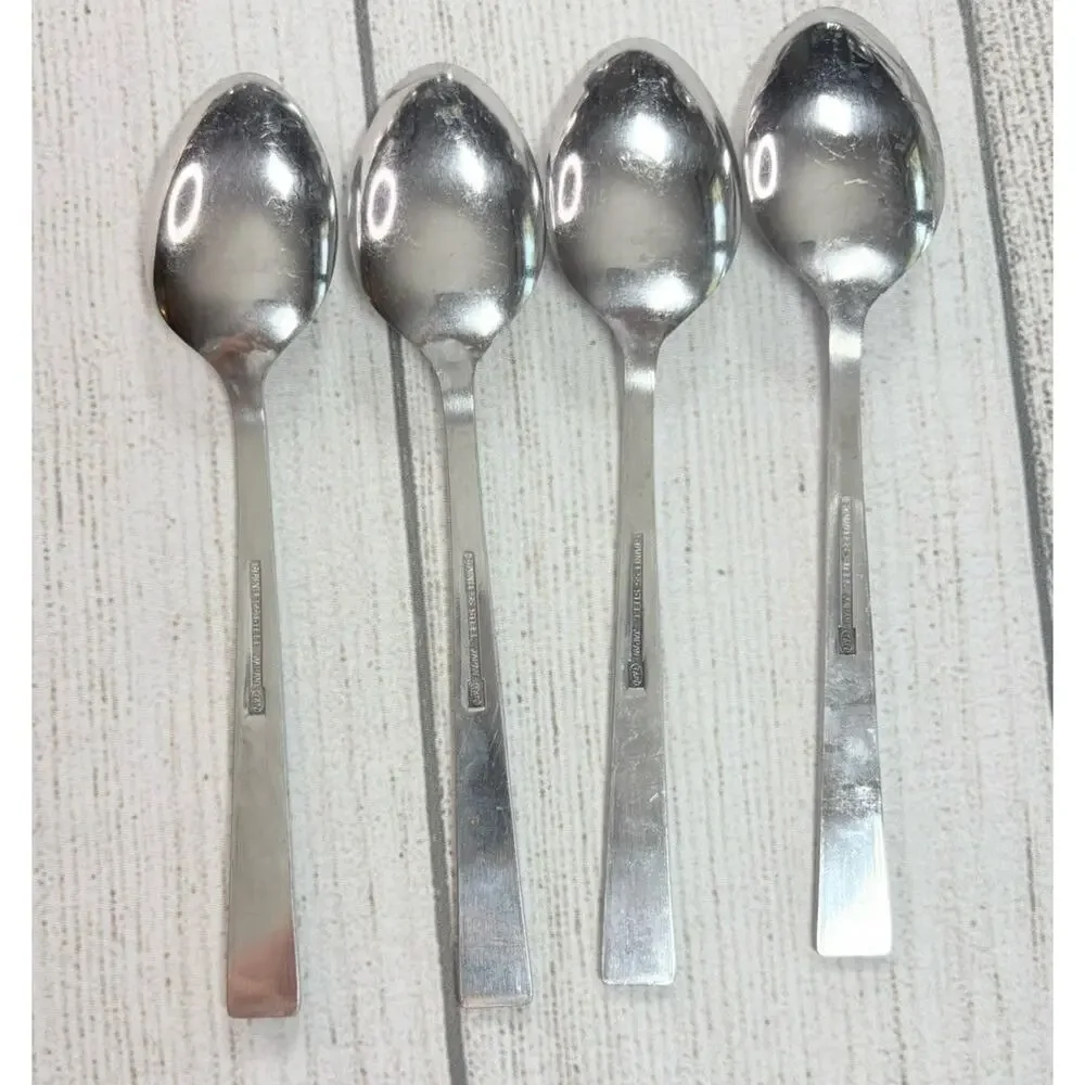 Oxford Hall OXH3 Stainless 4 Oval Soup Spoons Rose Burnished Japan Flatware